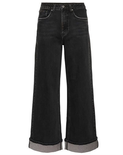 Gestuz - GZSara HW Wide Jeans - Washed Dark Black